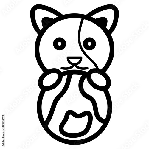 Cat with World Lineart