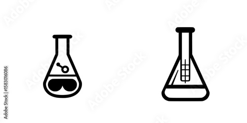 Laboratory equipment icons depicting flasks used in chemistry experiments for educational purposes