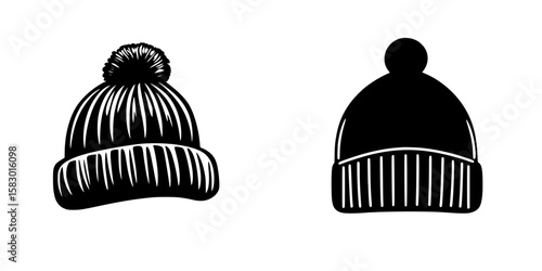 Distinctive black knit hats showcasing different styles and textures suitable for cold weather activities