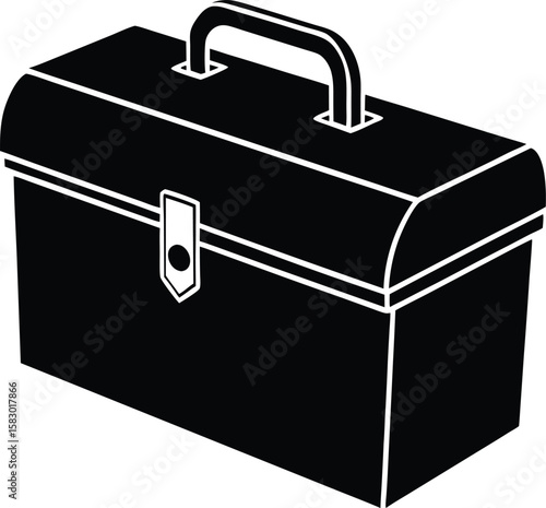 Closed Toolbox Vector Illustration Repair Construction and Maintenance Equipment Silhouette