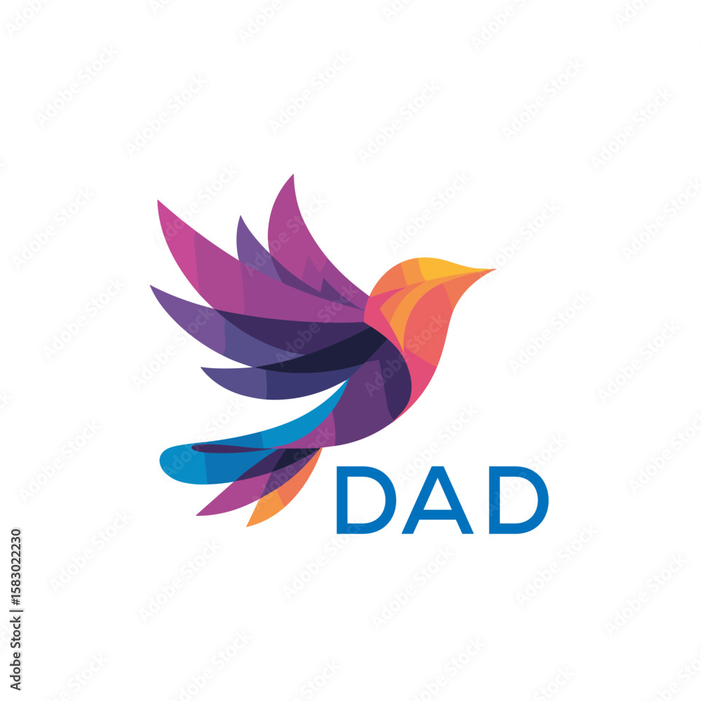 Fototapeta premium DAD “Colorful Abstract Bird Logo Design – DAD Later Logo, Modern Geometric Vector Illustration” 