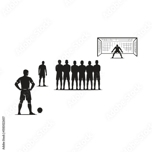 vector silhouette logo of football player ready to take a free kick