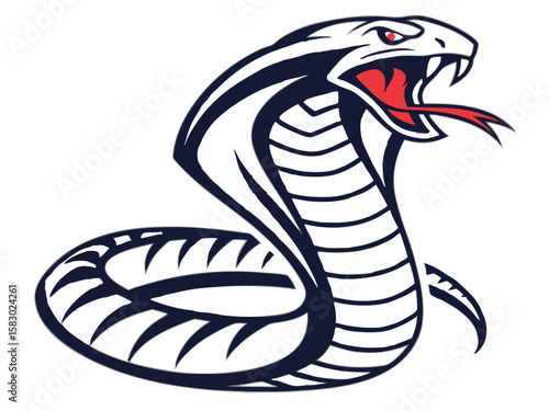 Aggressive Cobra Emblem Design in Monochrome Style