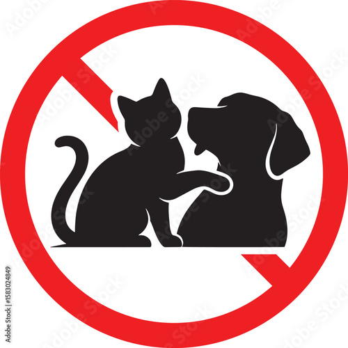 no cat no dog no pet allowed signage logo silhouette 3