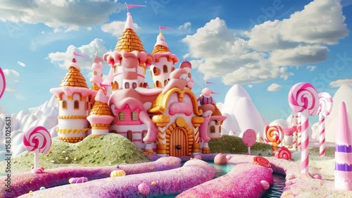Candy castle landscape illustration