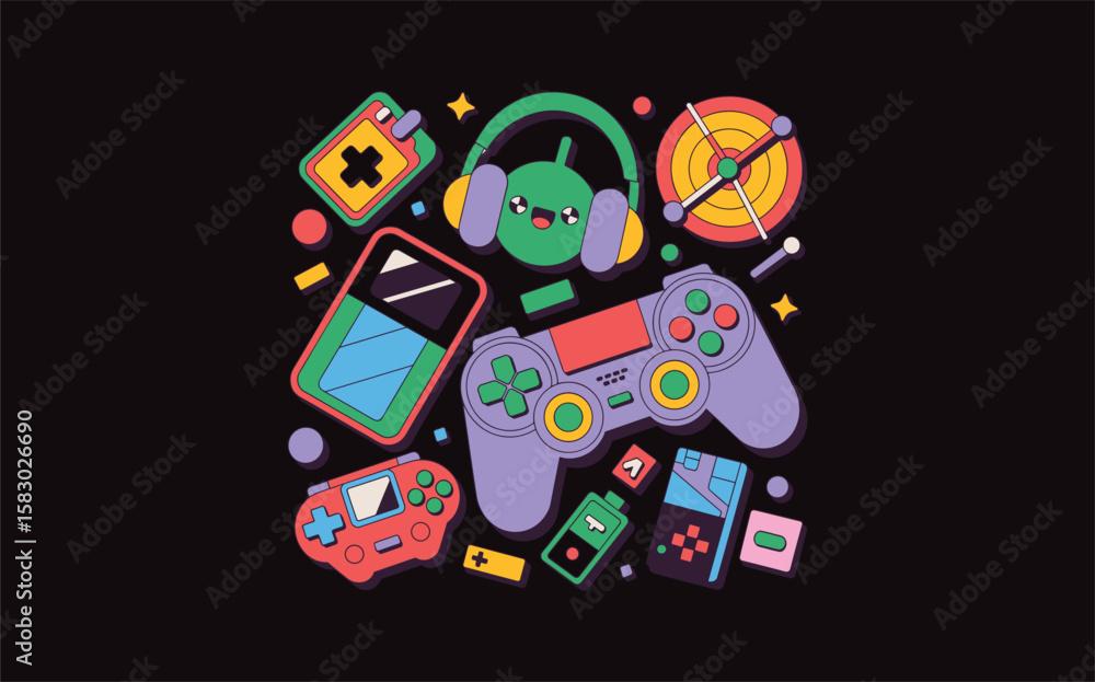 Fototapeta premium Game vector design, vector illustration, Game design, silhouette style. 