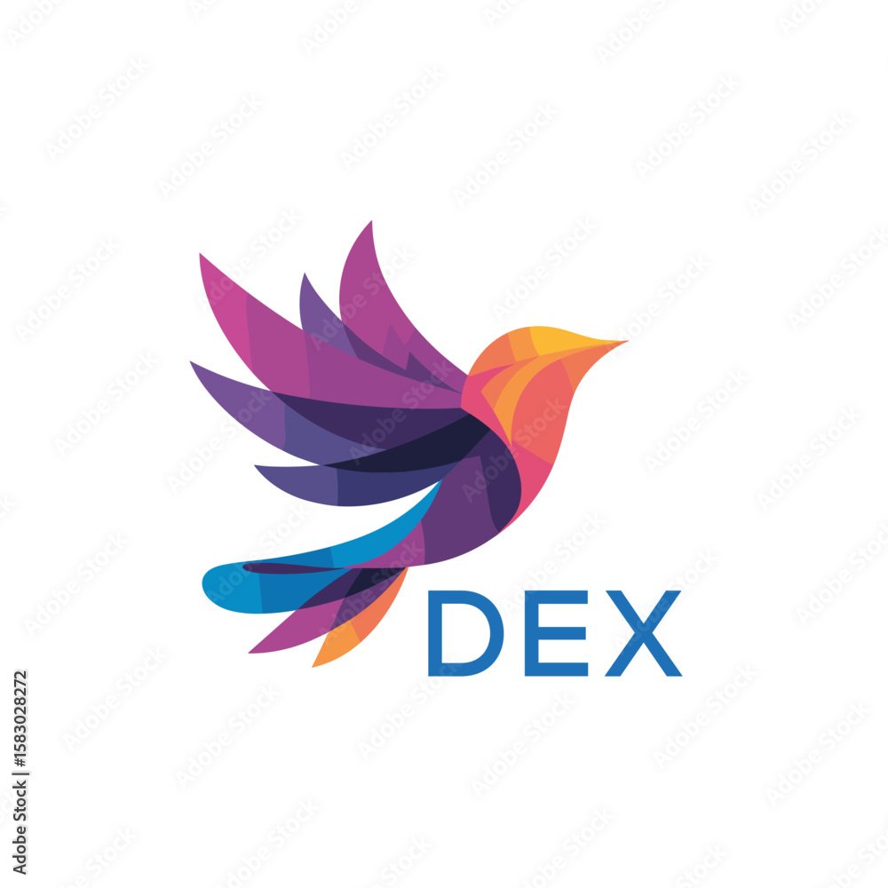 Obraz premium DEX “Colorful Abstract Bird Logo Design – DEX Later Logo, Modern Geometric Vector Illustration” 