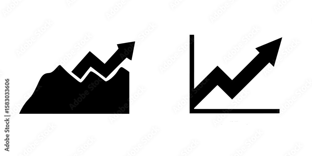Crypto market up trend is represented by a simple modern black silhouette isolated on white background Crypto market up trend is represented by a simple modern black silhouette isolated on white background