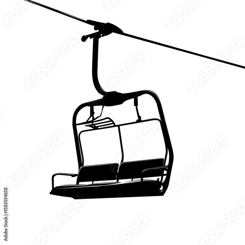 The silhouette of a chair lift, known as a ski lift or aerial lift, is showcased through a modern clipart illustration design in this image