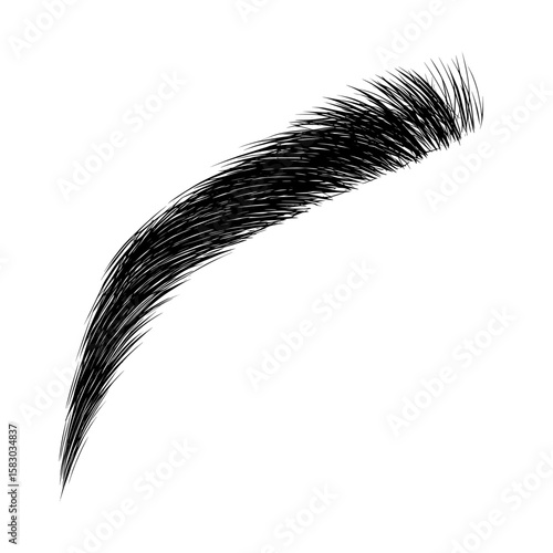 The black silhouette of an eyebrow in this image is a simple and abstract representation of an eyebrow, created using modern clipart illustration design
