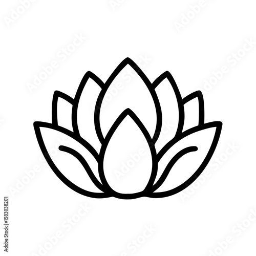 Outline icon of a king protea flower with wide petals  
