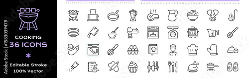 Cooking Line Icons - Editable Stroke.