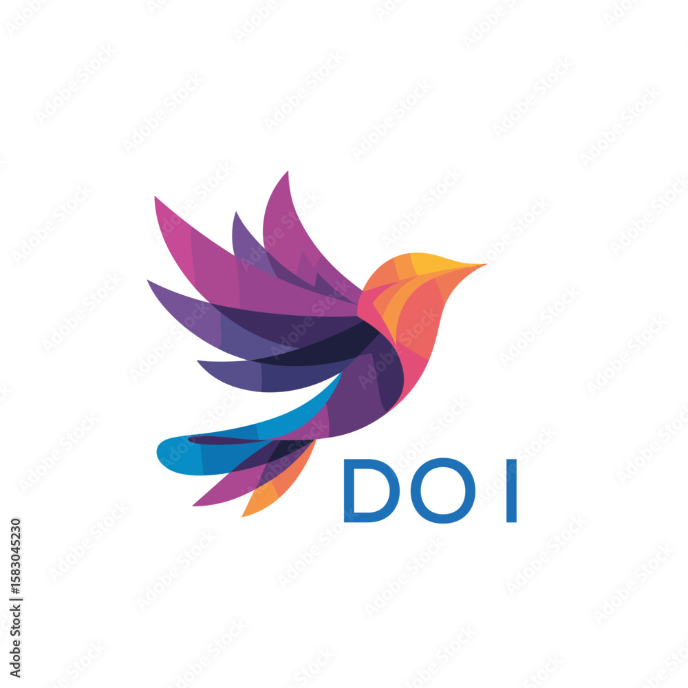 Obraz premium DOI “Colorful Abstract Bird Logo Design – DOI Later Logo, Modern Geometric Vector Illustration” 