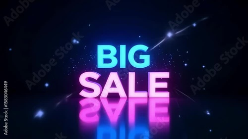 Big sale promotion neon glow animation special offer discount event limited time only purchase now shopping