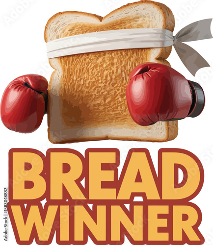 Blindfolded toast wearing boxing gloves is a bread winner champion Vector Graphic T Shirt Design