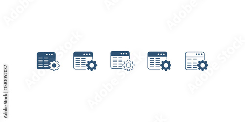 Four icons depicting data management or software customization .Simple, flat icons showcasing the concept of data management or software customization.