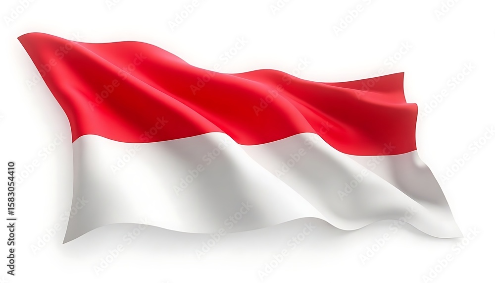 Naklejka premium Waving Indonesian Flag on White Background for Patriotic Themes and Designs