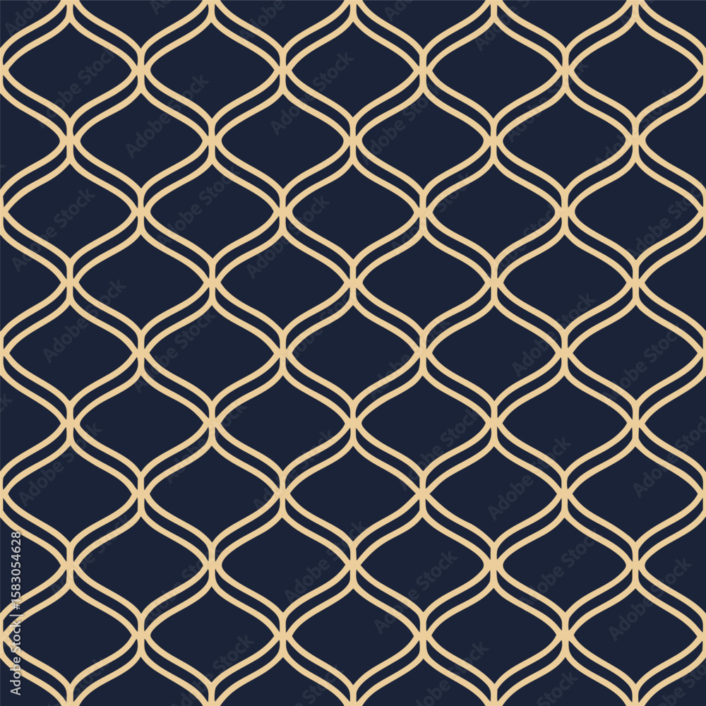 Naklejka premium Elegant geometric pattern in navy and gold showcasing a classic and modern design