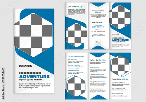 Trifold Travel Brochure Template – Modern Tourism & Vacation Design, Trifold Travel Brochure Layout – Vacation & Adventure Promotion