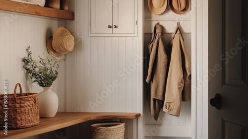 Cozy entryway with natural elements