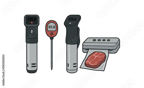 Meat thermometers and vacuum sealer for accurate cooking and preservation