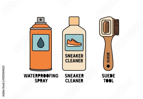 Sneaker care kit: waterproofing spray, sneaker cleaner, suede tool for shoe maintenance