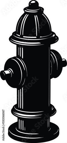 Dramatic Vintage Fire Hydrant Silhouette Vector Illustration for Graphic Design Projects