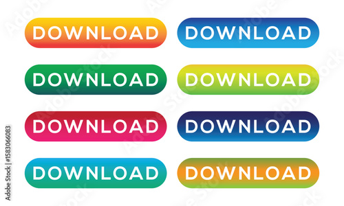 Gradient Download Buttons – Modern Colorful CTA Set for Web and App UI Design

