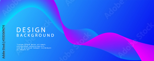 Abstract blue and pink banner template. Minimalist vector wavy solid line background with text for social media covers and headers.