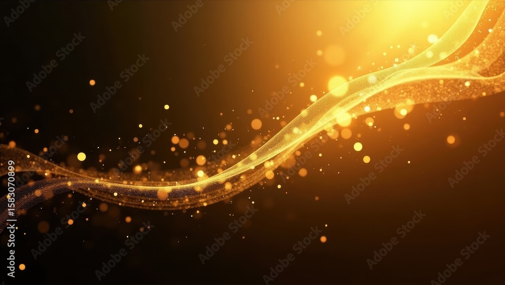 Obraz premium Golden Waves of Light Flowing Through a Radiant Energy Stream