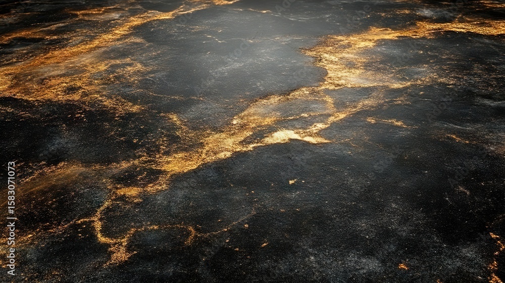 Fototapeta premium Dark Background with Gold Metallic Texture - Minimalist PPT Presentation Backdrop for Text and Design Elements