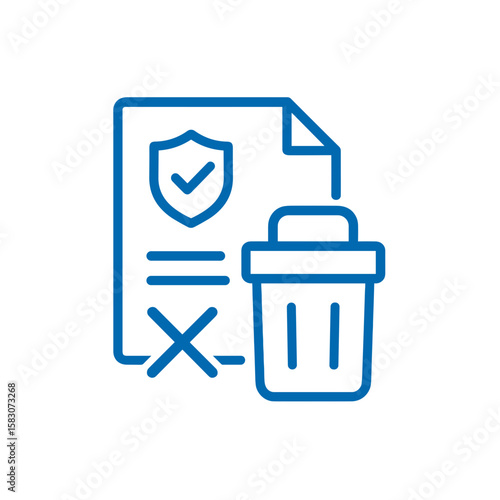 Icon data and documents with trash can symbolizing deletion  