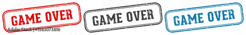 game over stamp. game over rectangular stamp set isolated on white background