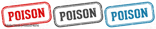 poison stamp. poison rectangular stamp set isolated on white background