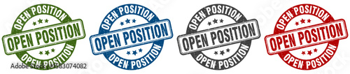open position stamp. open position round stamp set isolated on white background