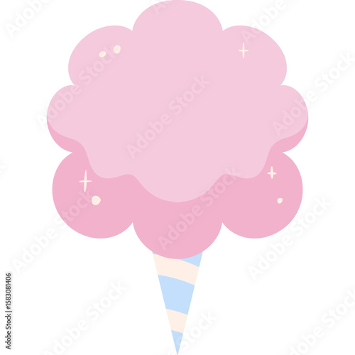 Pink Cotton Candy Face Cartoon