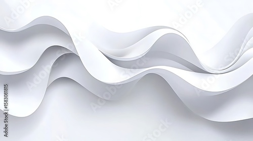 Abstract flowing white waves with subtle shadows creating a sense of movement and depth suitable