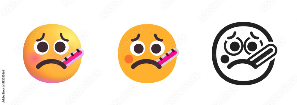 Obraz premium Face with Thermometer Icon 