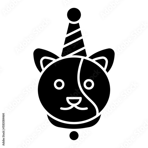 Cat with Party Hat Glyph