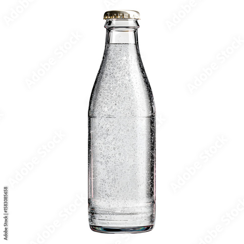 Wallpaper Mural Sparkling water in a clear bottle, cold, photorealistic, white background Torontodigital.ca