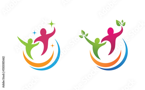 Human care Love adoption group network and social logo design v.61