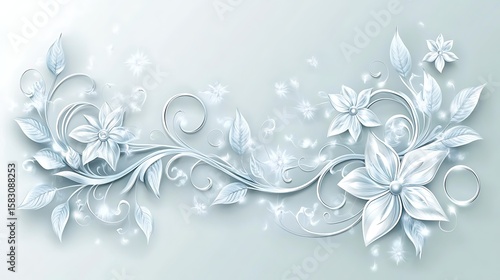 Elegant light-blue floral design with swirls