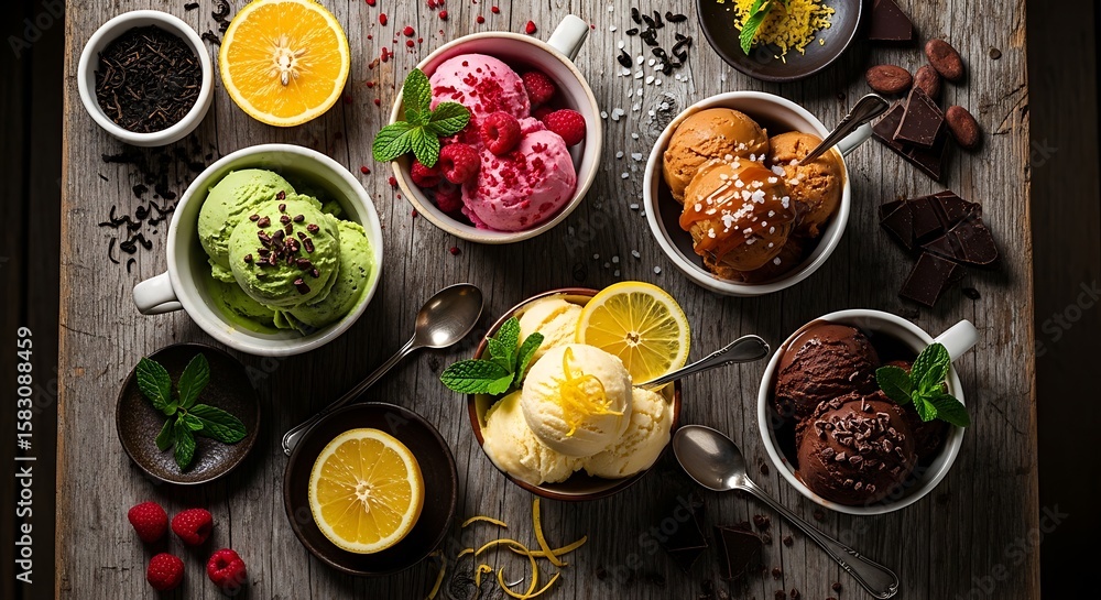 custom made wallpaper toronto digitalAssortment of delicious ice cream flavors with fresh fruit and chocolate toppings