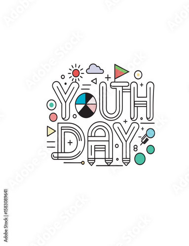 Youth day outline vector on white background