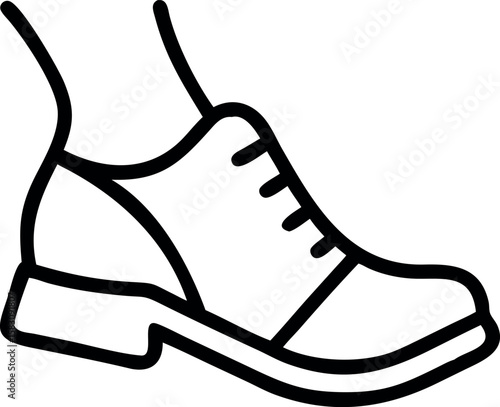 Black outline of a shoe with sole detail footwear icon