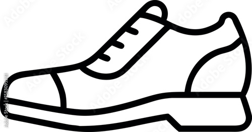 Black outline of a single oxford shoe footwear dress shoe