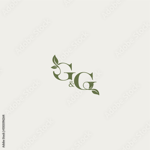 organic leaf logo bold initial concept letter luxury wedding monogram design GG