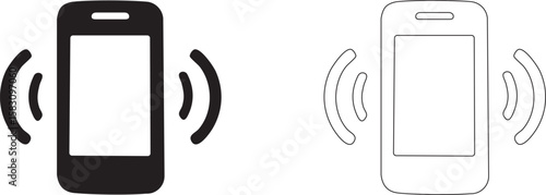 Smartphone call with blank screen. Vector editable template. Mobile phone ringing sign.