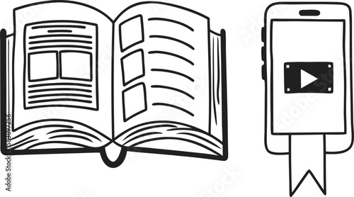 eBook Reader and Bookmark Icons
