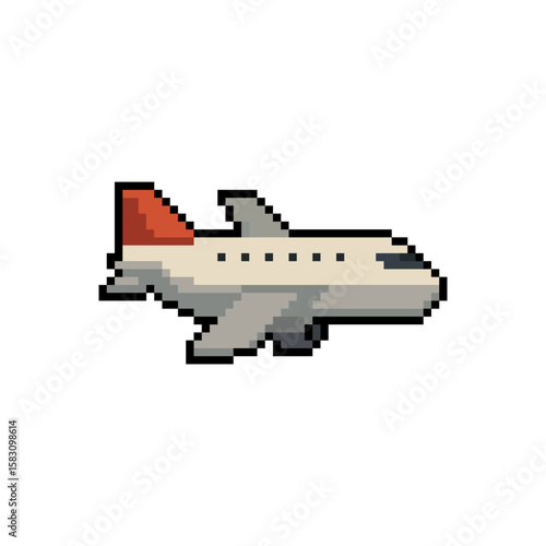 8-Bit Pixel Art Airplane Icon